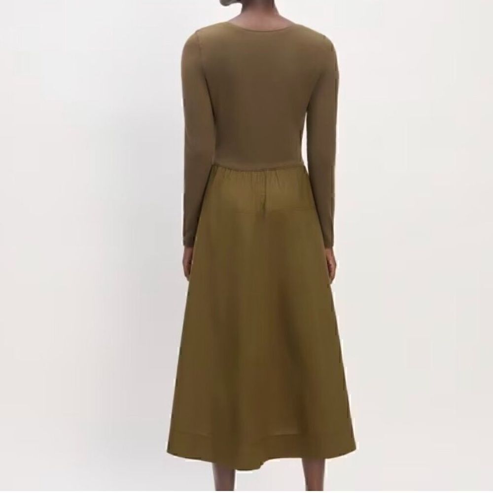 NWT Everlane Riviera Long Sleeve Midi Dress Olive Green Small Sustainable - Picture 2 of 3